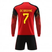 Belgia Barn VM 2022 Draktsett fotball De Bruyne 7 Hjemmedrakter Langermet..